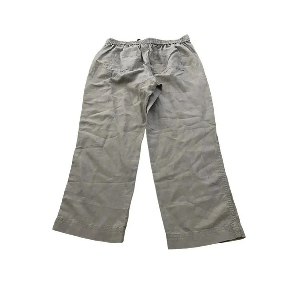 J.CREW Denim grey linen Drawstring Wide Leg Cropped Pants Size Medium
